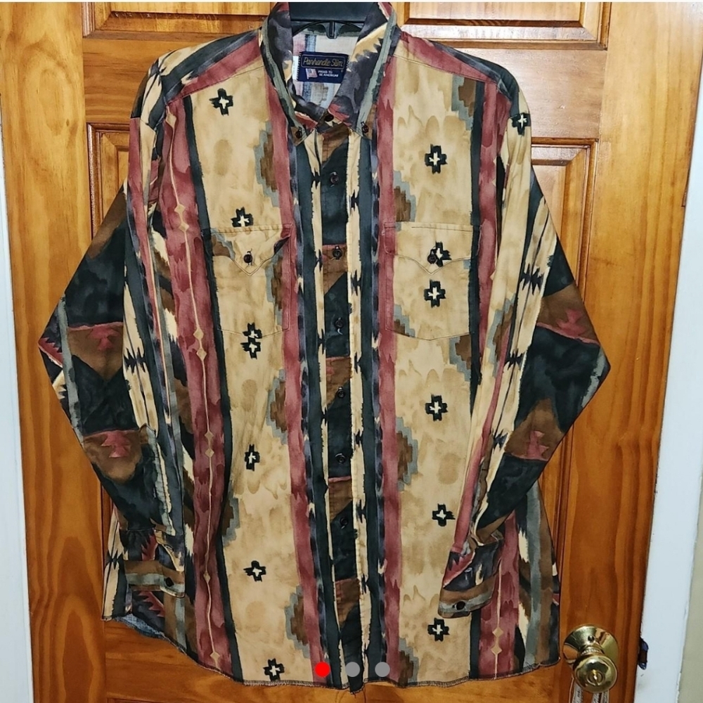 Vintage Panhandle Slim western shirt | Southwest Pattern | Sz 17.5 Sleeves 34/35